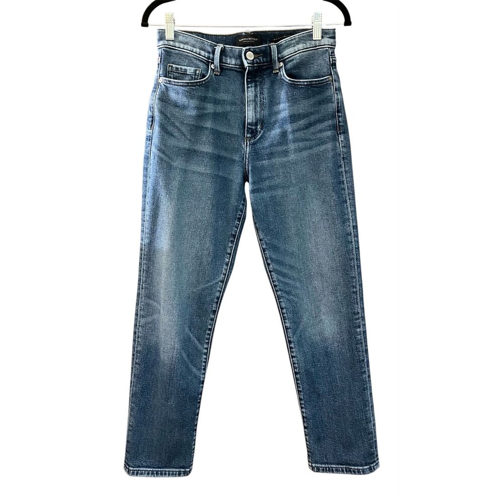 Banana Republic high rise straight leg medium wash jeans